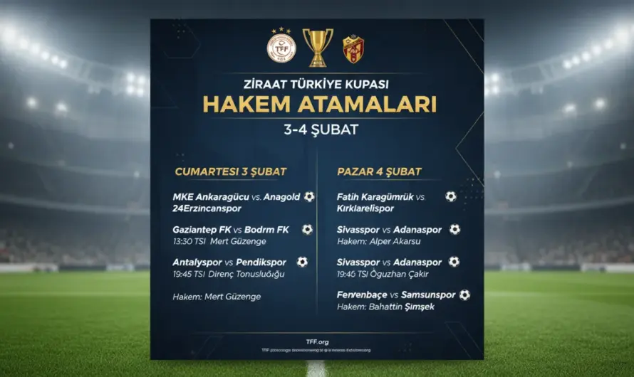 Turkish Cup Referee Assignments for February 3-4 Announced